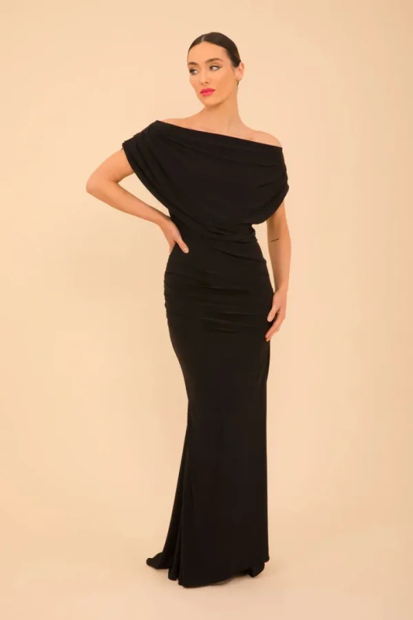 Atom Occasionwear<PLATINUM JERSEY GOWN (BLACK) B