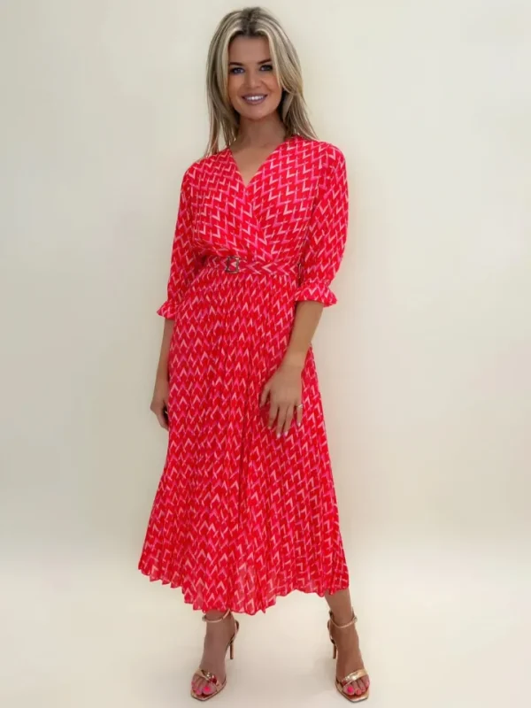 Kate & Pippa Occasionwear<POSITANO MIDI DRESS (RED)
