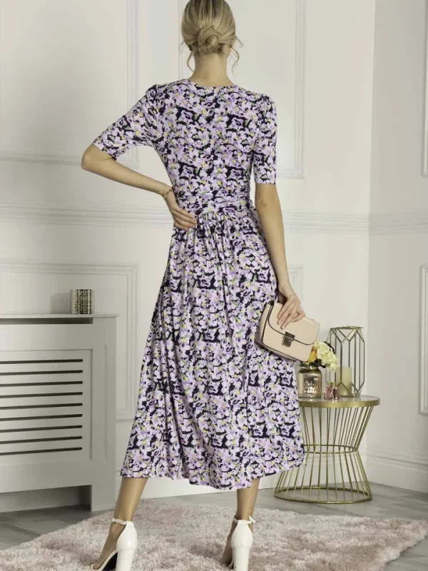 Jolie Moi Occasionwear<QUINNA WRAP FRONT MAXI DRESS (NAVY FLORAL)