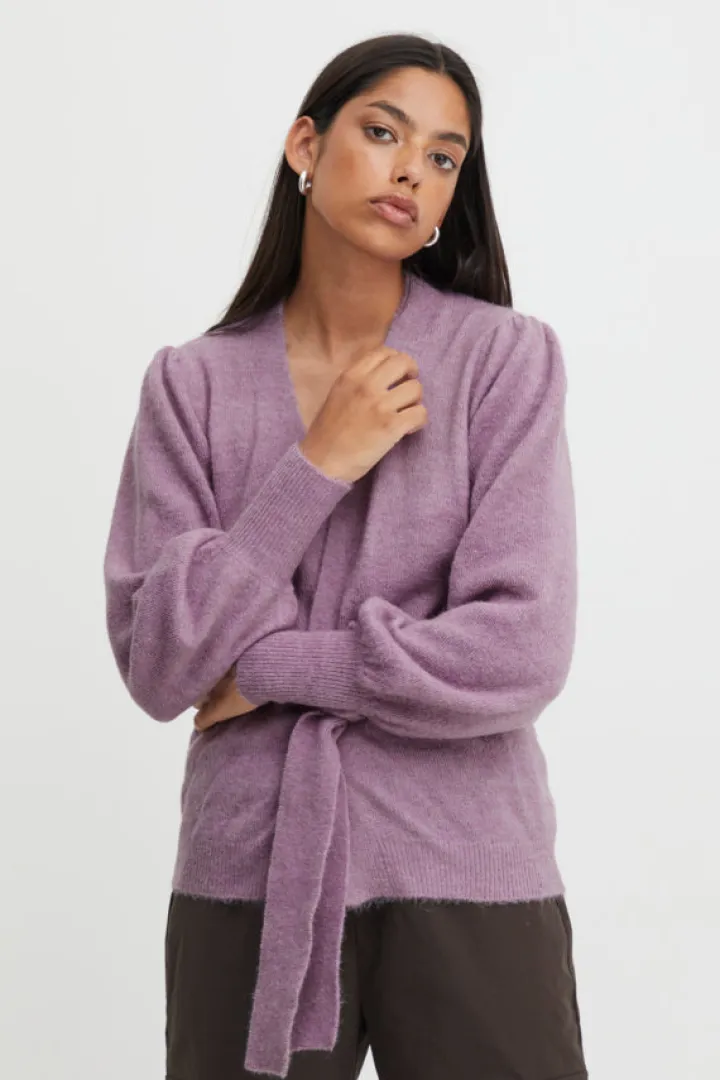 randa_wrap_cardigan_smoke_0.webp Ichi Jumpers & Cardigans<Randa Wrap Cardigan (Smokey Grape)