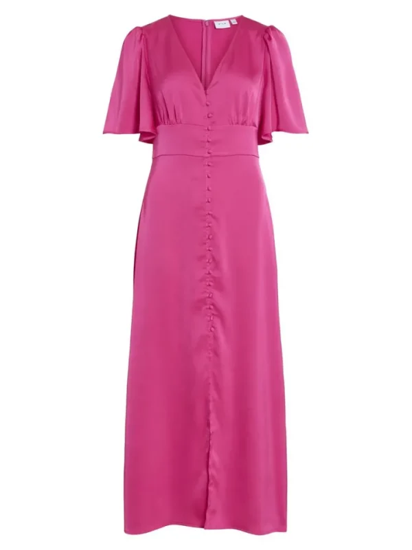 Vila Occasionwear | Dresses<Ravenna V-Neck Ankle Dress (Raspberry Rose)