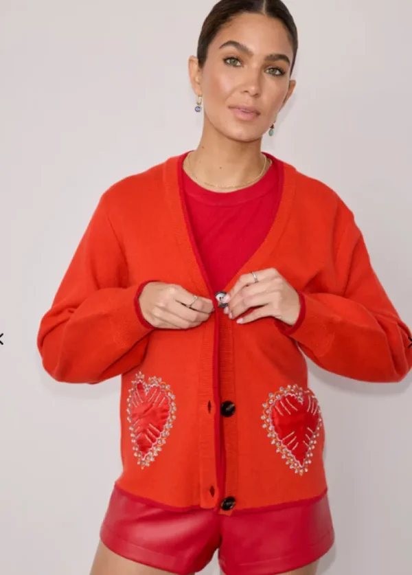 Never Fully Dressed Jumpers & Cardigans<Red Heart Cardigan (Red)