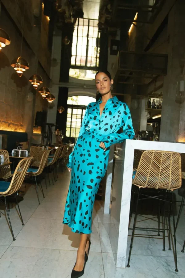 Dancing Leopard Skirts<Renzo Skirt (Abstract Dot on Teal)