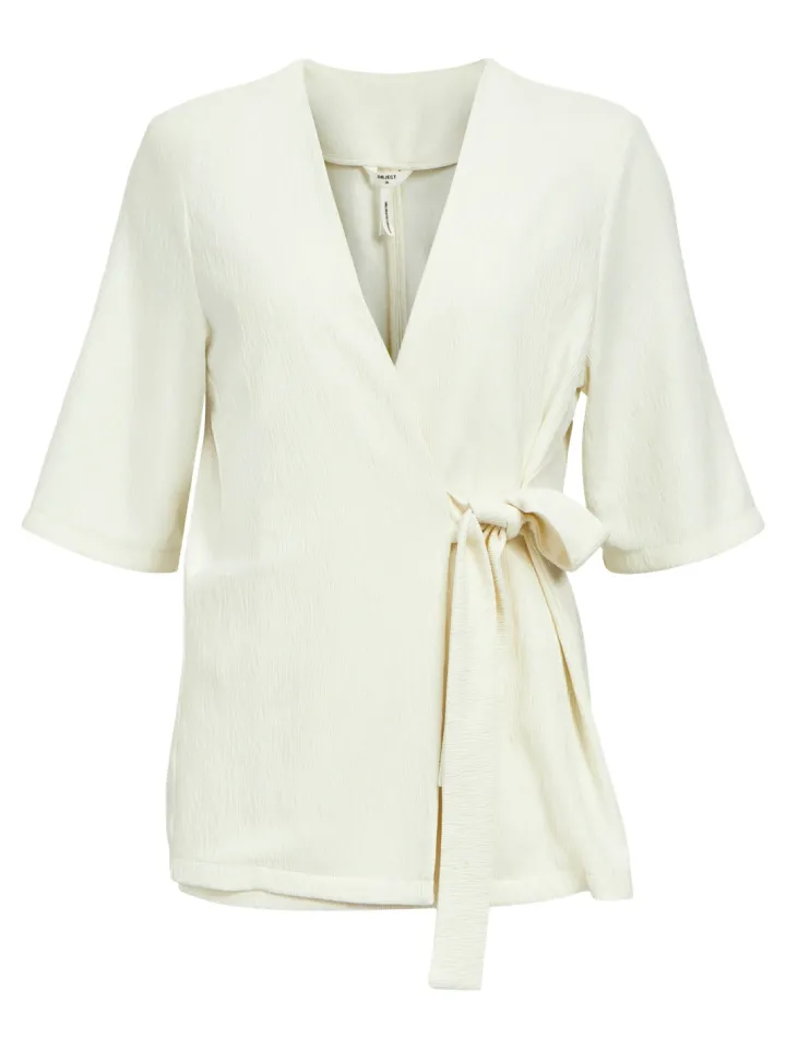rilla_half_sleeve_wrap_bl_1.webp Object Blazers<Rilla Half Sleeve Wrap Blazer (Cloud Dancer)