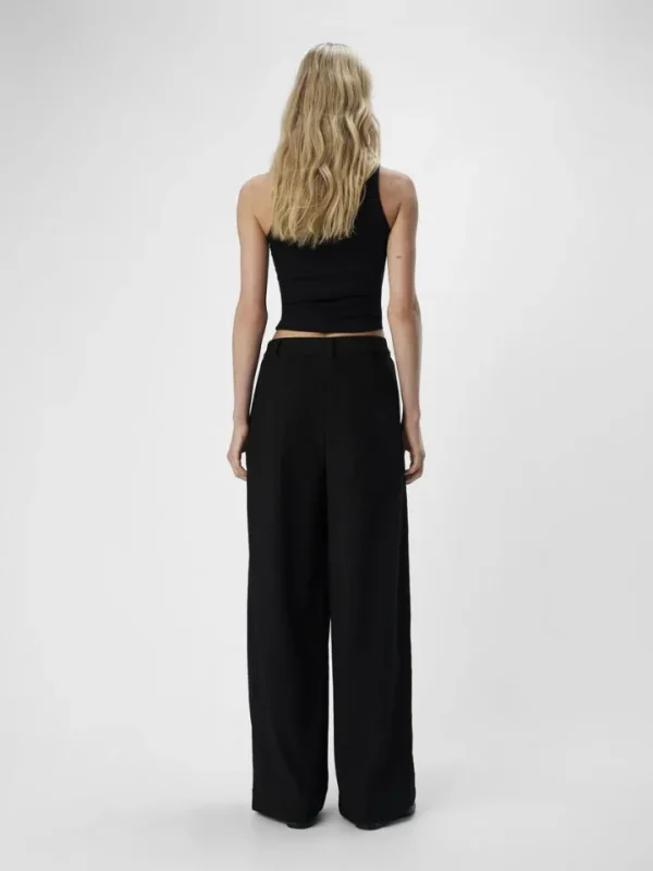 Object Pants<Rilla Mid-Rise Loose Trousers (Black)