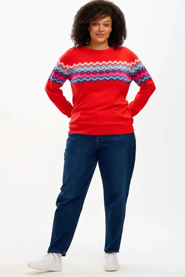 Sugarhill Jumpers & Cardigans<RITA JUMPER (RED/FAIRISLE STRIPE)