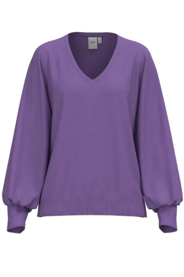 Ichi Jumpers & Cardigans<Ronnie Knitted V-Neck Jumper (Chive Blossom)