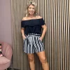 Vila Shorts & Playsuits<Sarah Stripe Shorts (Navy/Cloud Dancer)