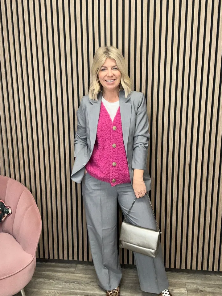 sarla_blazer_grey_melange_1.webp Ichi Coats | Blazers<Sarla Blazer ( Melange)