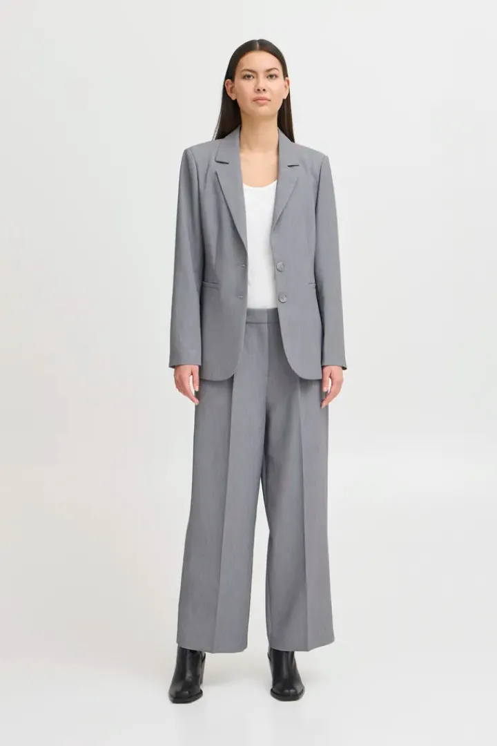 sarla_blazer_grey_melange_2.webp Ichi Coats | Blazers<Sarla Blazer ( Melange)