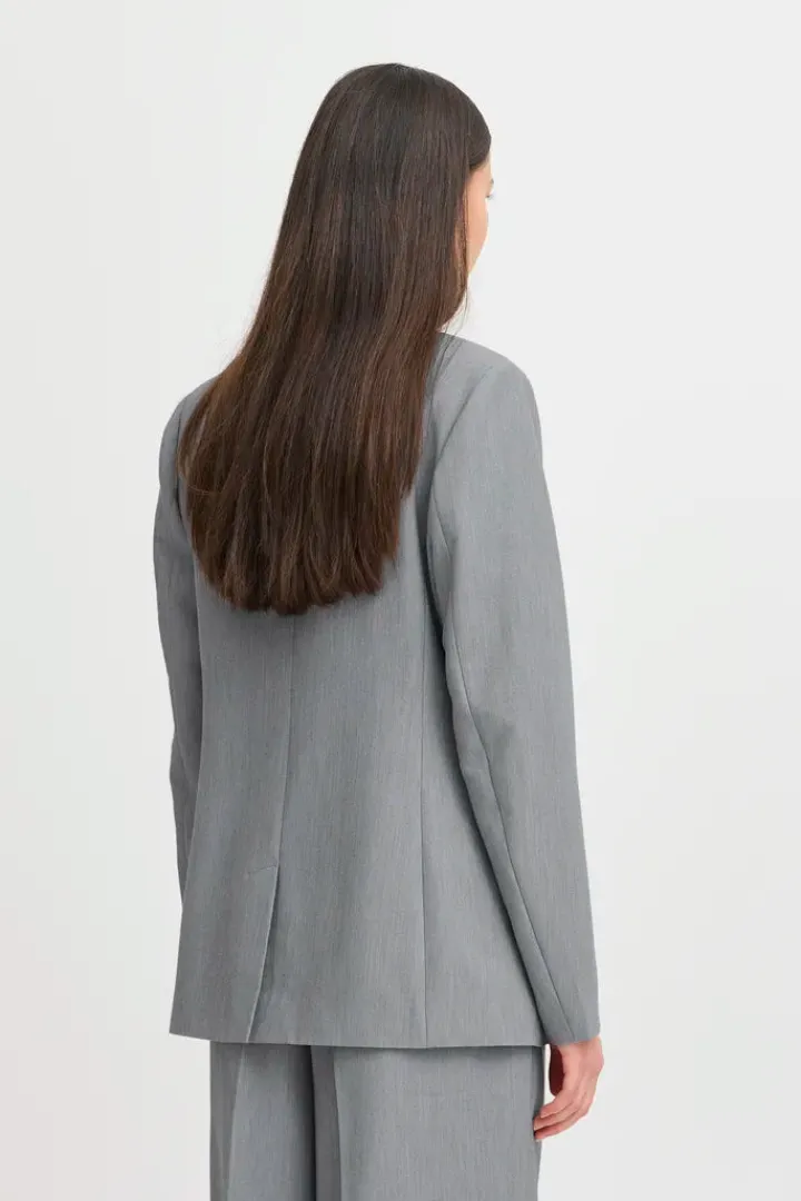 sarla_blazer_grey_melange_4.webp Ichi Coats | Blazers<Sarla Blazer ( Melange)