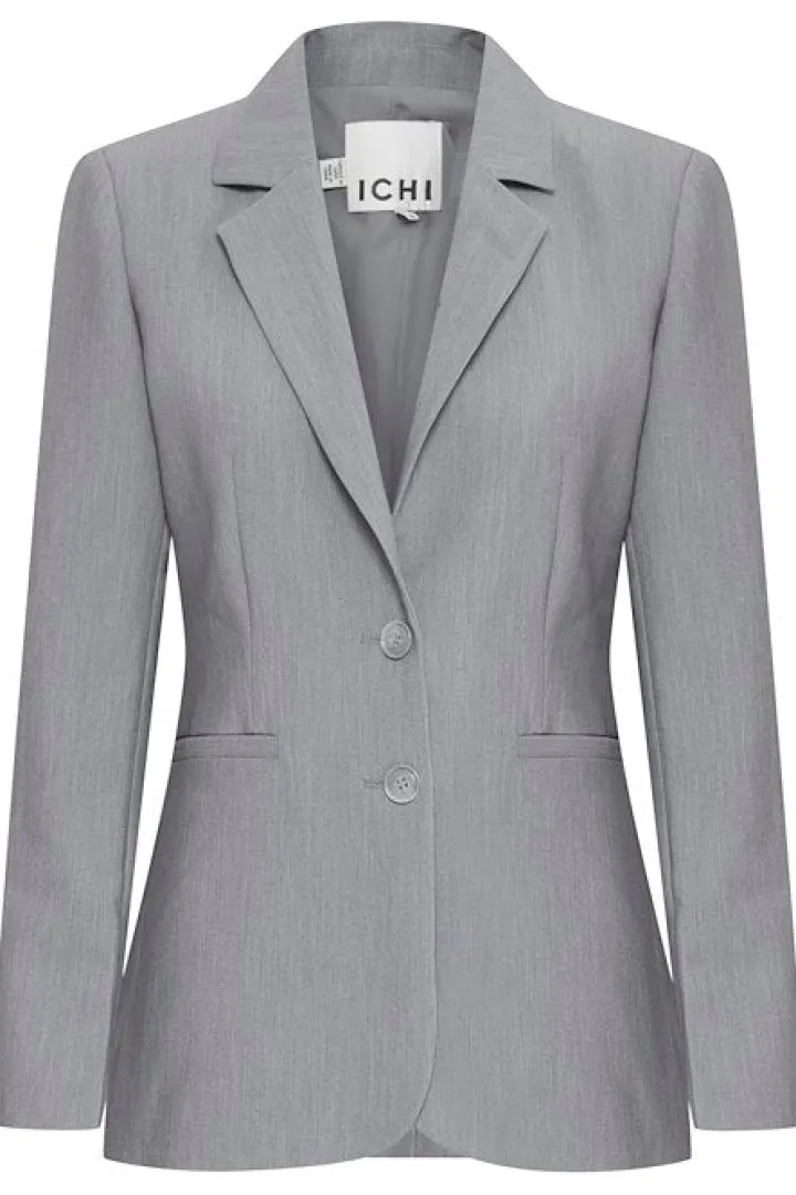 sarla_blazer_grey_melange_6.webp Ichi Coats | Blazers<Sarla Blazer ( Melange)