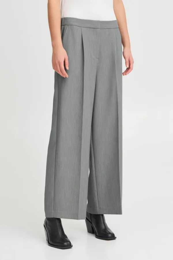 Ichi Pants | Co-Ords<Sarla Wide Leg Trousers ( Melange)
