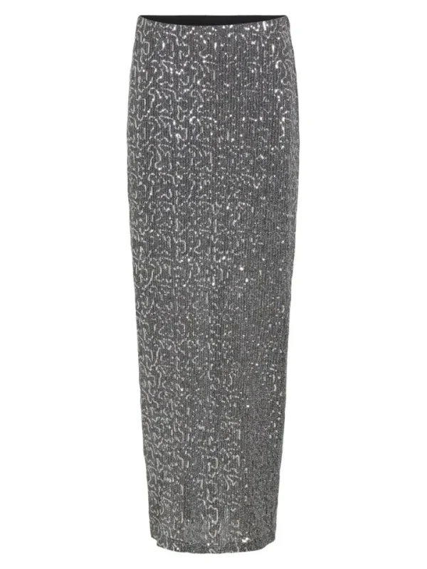 Vila Co-Ords<Savannah Glitter Maxi Skirt (Silver)