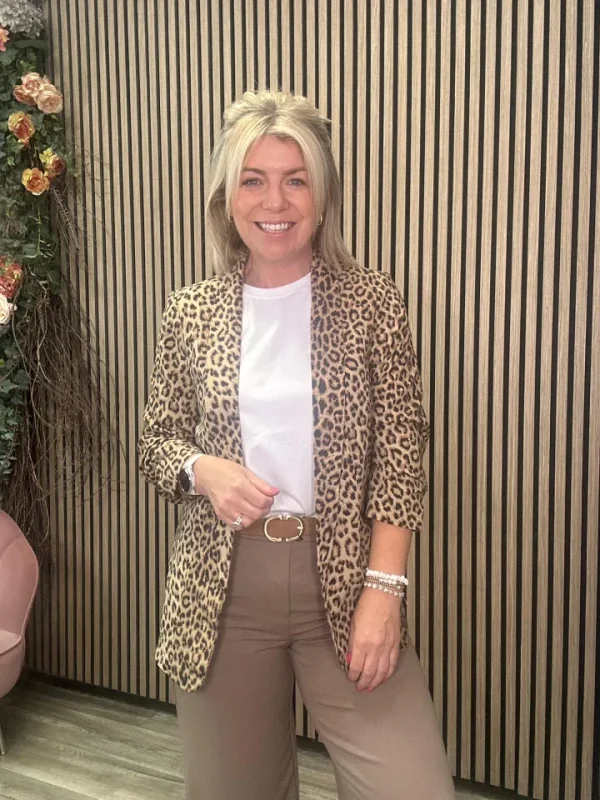 Pieces Coats | Blazers<Sella Blazer (Leopard Print)