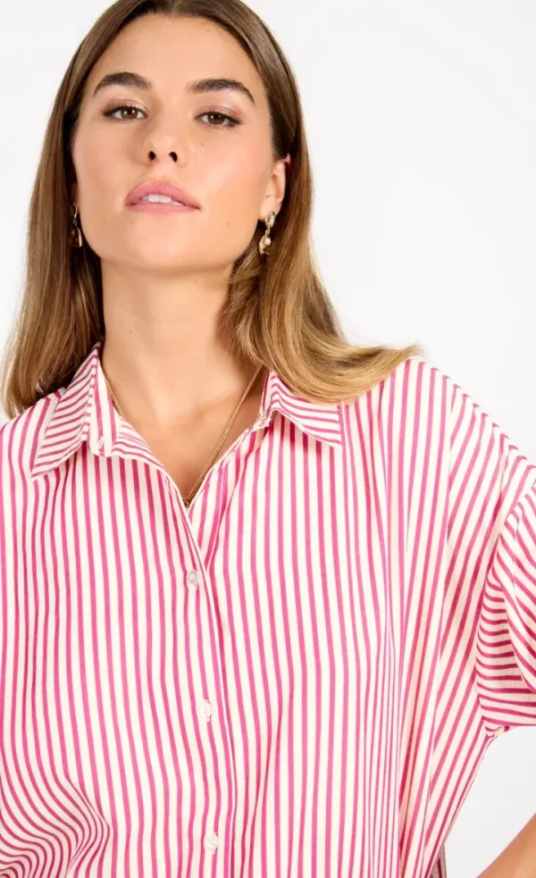 Little Mistress Shirts & Blouses<Serena Stripe Shirt (Pink/Cream)