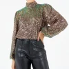 Zibi Shirts & Blouses<Sia High Neck Sequin Blouse