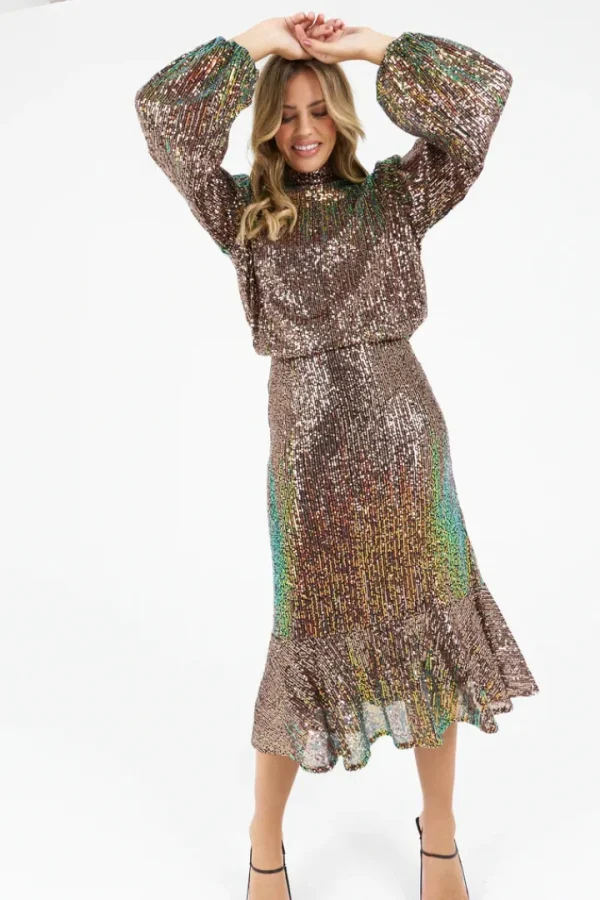 Zibi Shirts & Blouses<Sia High Neck Sequin Blouse