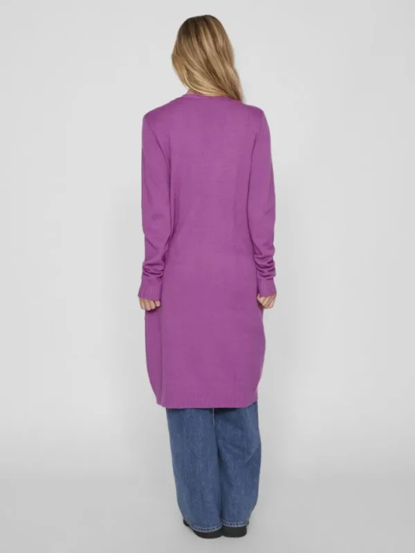 Vila Jumpers & Cardigans<Sian Longline Cardigan (Cattleya Orchid/Dark Melange)