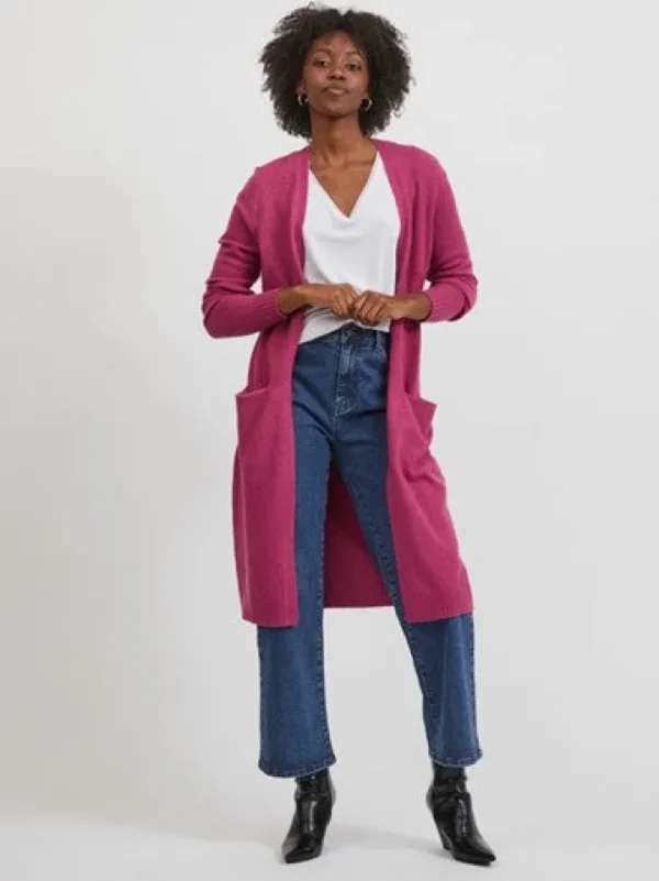 Vila Jumpers & Cardigans<SIAN LONGLINE CARDIGAN (MAGENTA HAZE)