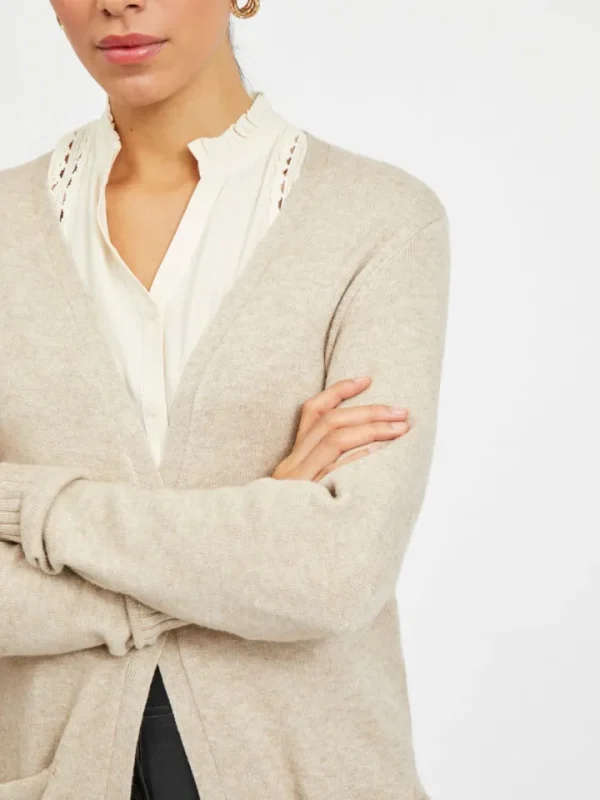 Vila Jumpers & Cardigans<Sian Longline Cardigan (Natural)