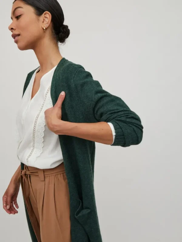 Vila Jumpers & Cardigans<Sian Longline Cardigan (Pineneedle/Dark Melange)