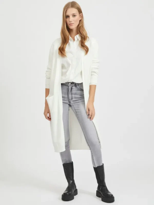 Vila Jumpers & Cardigans<Sian Longline Cardigan (White)