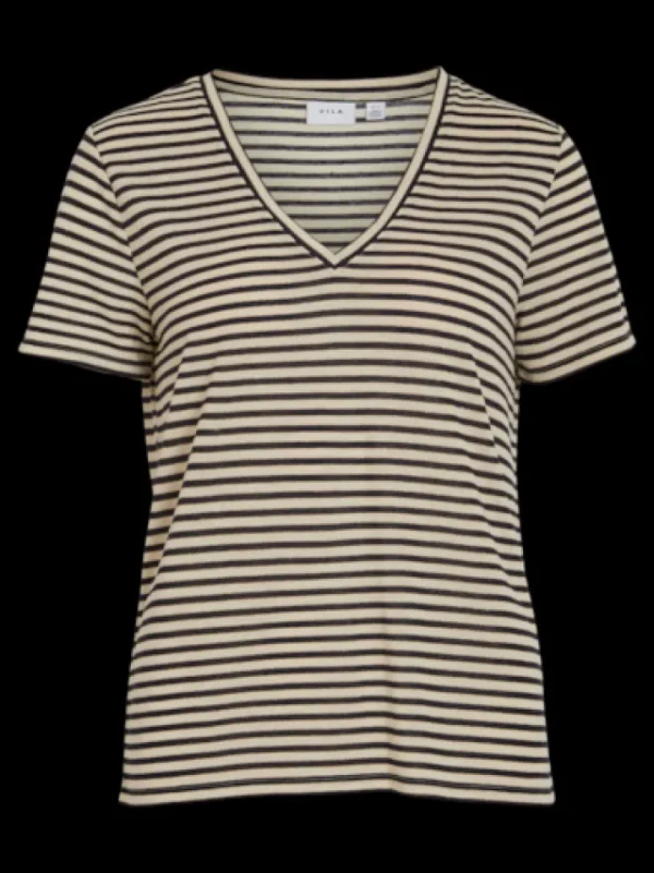 Vila T-Shirts<Sky V-Neck T-Shirt (Black Beauty/Gold)