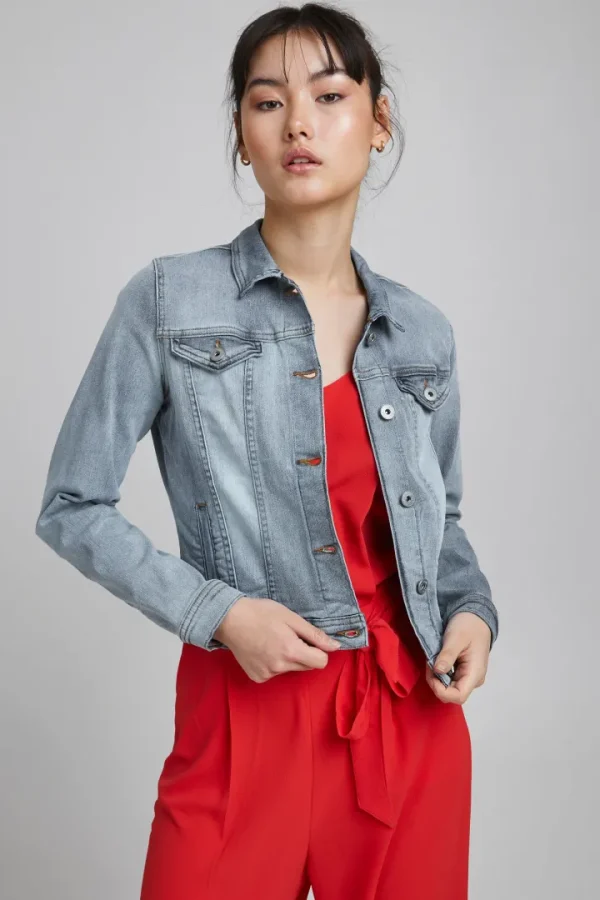 Ichi Jackets<Stampe Denim Jacket (Washed light Blue)