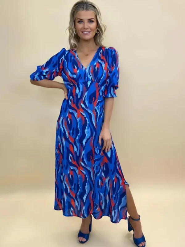 Kate & Pippa Occasionwear<Streasa Dress (Blue/Red)