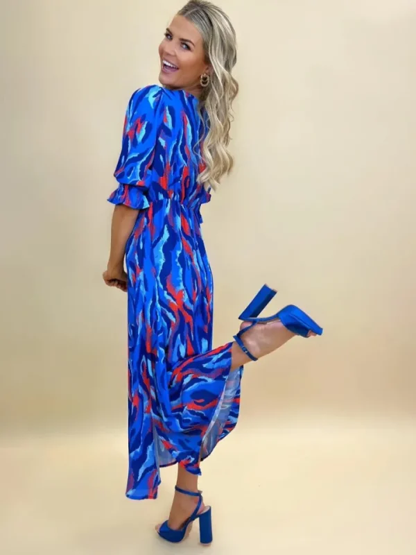 Kate & Pippa Occasionwear<Streasa Dress (Blue/Red)
