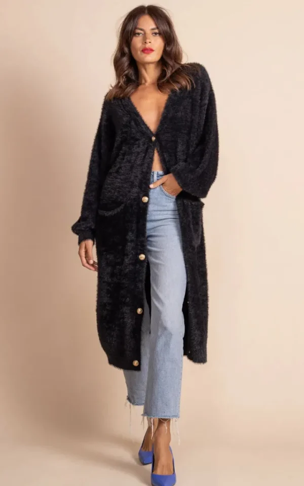 Dancing Leopard Jumpers & Cardigans<Taylor Longline Cardigan (Black)
