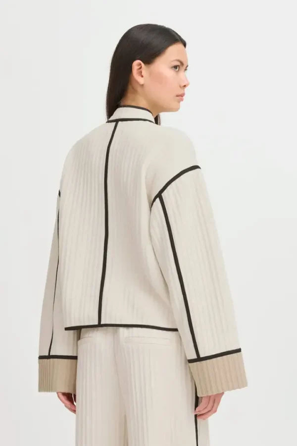 Ichi Jumpers & Cardigans<Tessa Quilted Cardigan (Almond Milk)