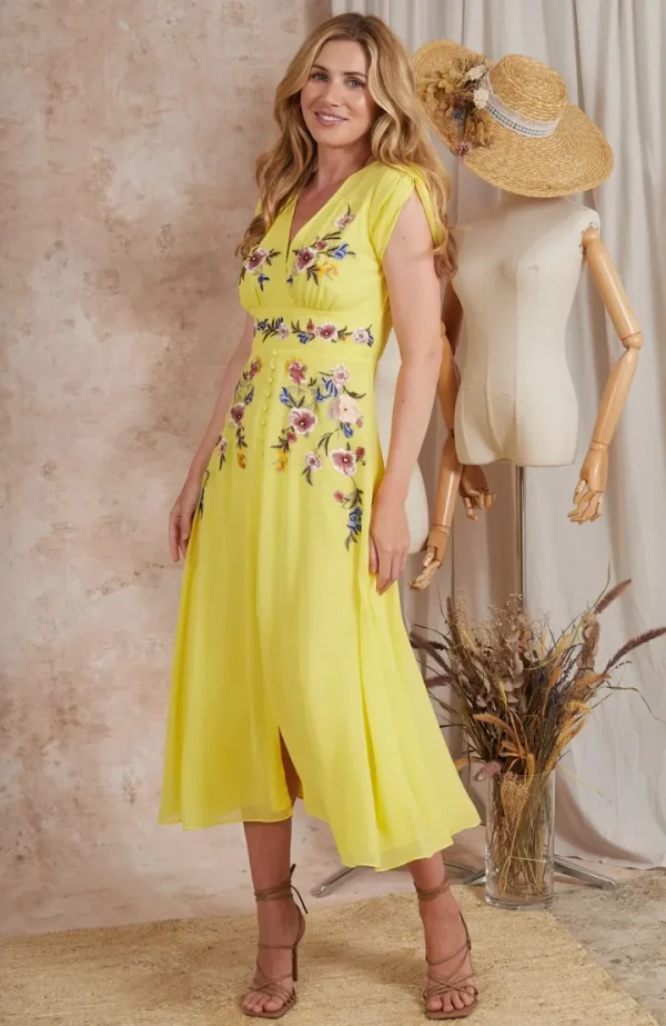 Hope & Ivy Occasionwear<The Belle Button Front Tea Dress