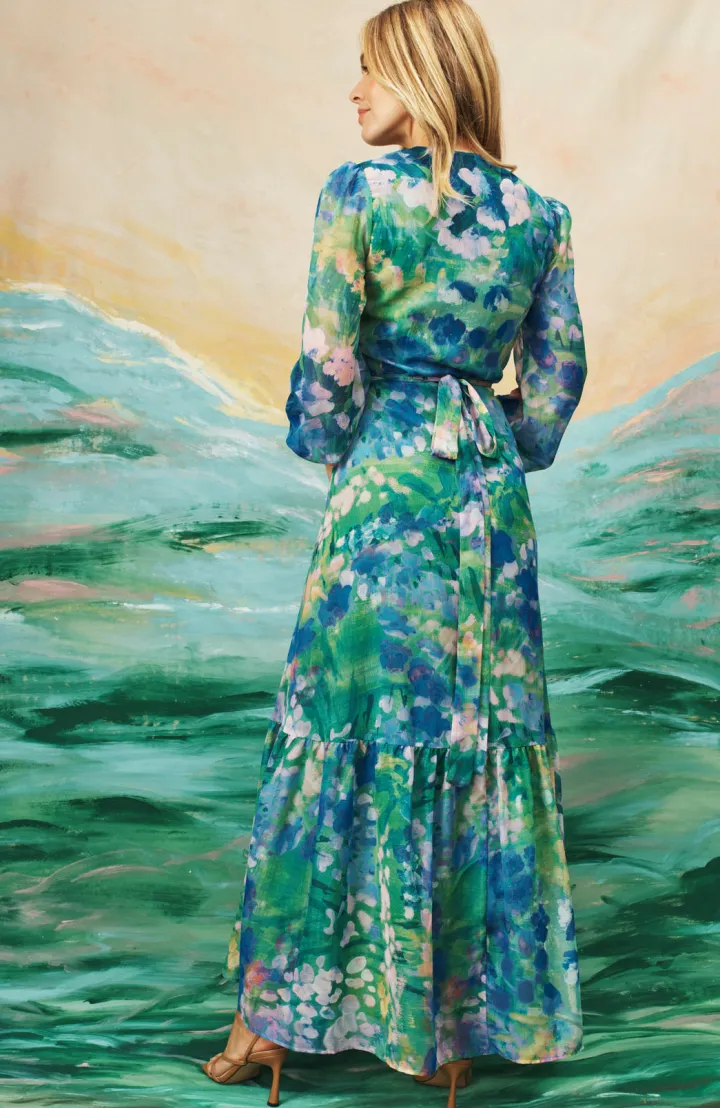 the_bluebell_floral_print_7.webp Hope & Ivy Occasionwear | Dresses<The bell Floral Print Blouson Sleeve Maxi Wrap Dress