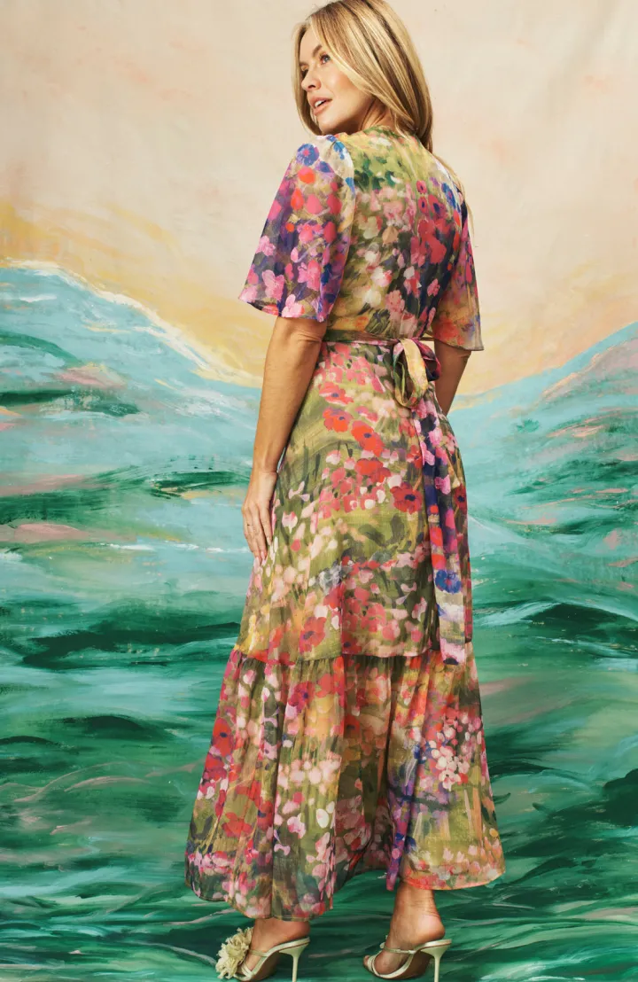 the_foxglove_floral_print_5.webp Hope & Ivy Occasionwear | Dresses<The Foxglove Floral Print Flutter Sleeve Maxi Wrap Dress