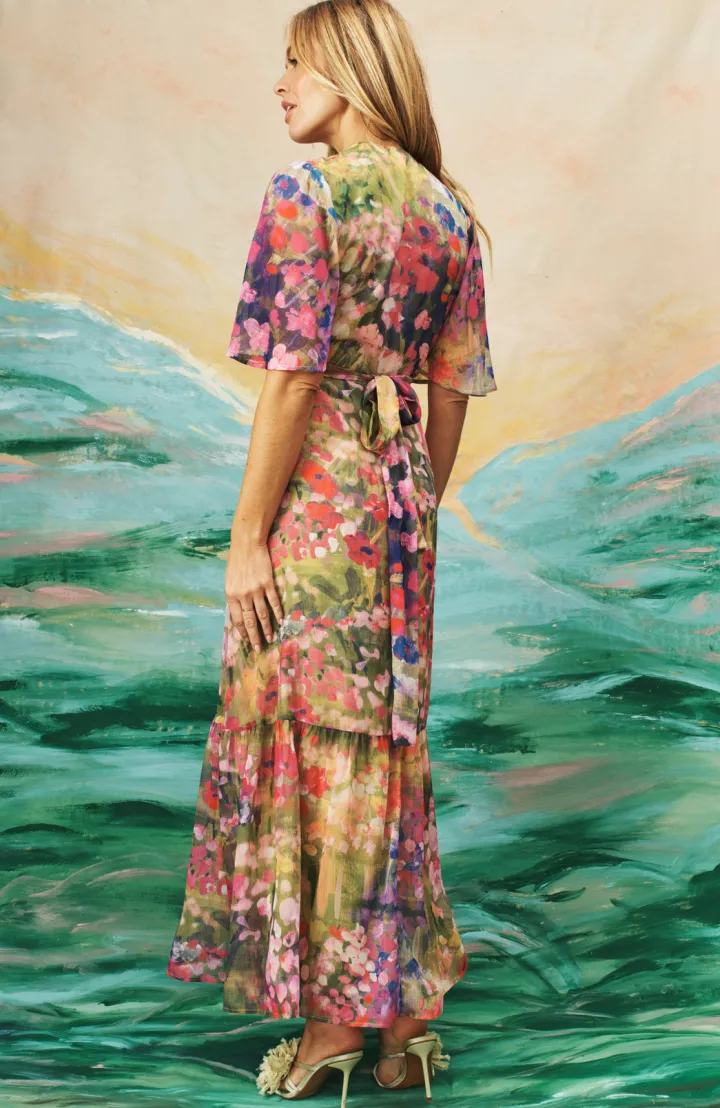 the_foxglove_floral_print_6.webp Hope & Ivy Occasionwear | Dresses<The Foxglove Floral Print Flutter Sleeve Maxi Wrap Dress