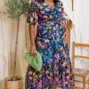 Hope & Ivy Occasionwear | Dresses<The Nesta Flutter Sleeve Maxi Wrap Dress