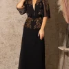 Hope & Ivy Occasionwear<The Shay Plunge Front Maxi Dress (Black)