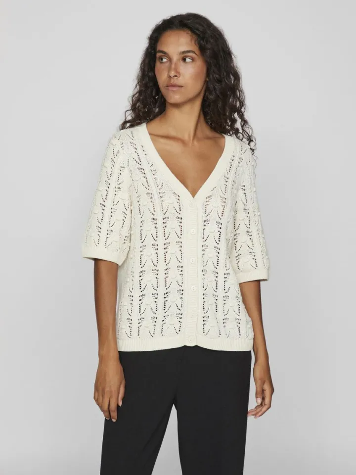 thena_vneck_knit_cardigan_0.webp Vila Jumpers & Cardigans<Thena V-Neck Knit Cardigan (Birch)