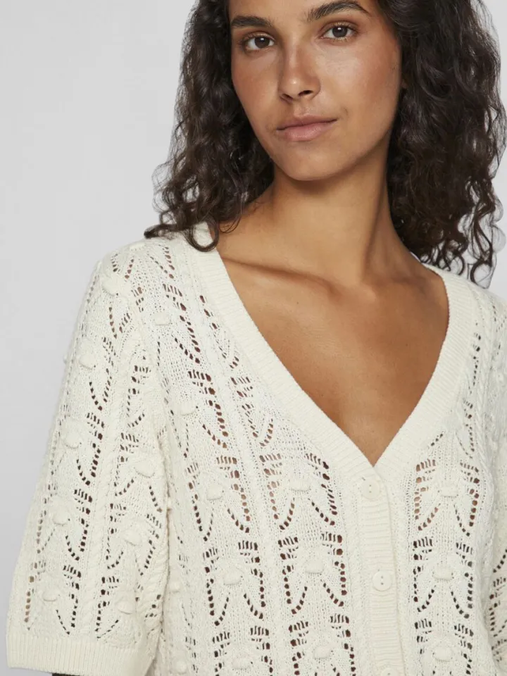 thena_vneck_knit_cardigan_2.webp Vila Jumpers & Cardigans<Thena V-Neck Knit Cardigan (Birch)