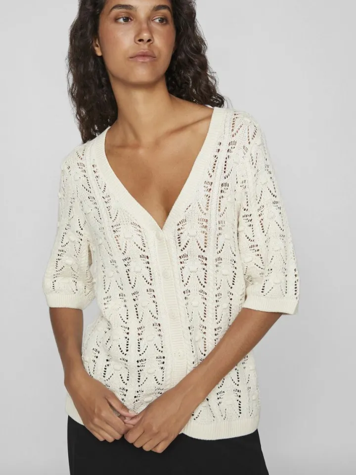 thena_vneck_knit_cardigan_4.webp Vila Jumpers & Cardigans<Thena V-Neck Knit Cardigan (Birch)