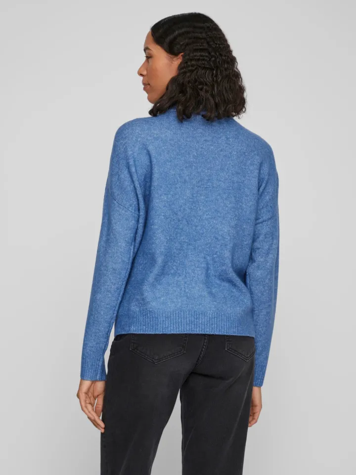 thilda_zip_knit_jumper_fe_2.webp Vila Jumpers & Cardigans<Thilda Zip Knit Jumper (Federal Blue Melange)