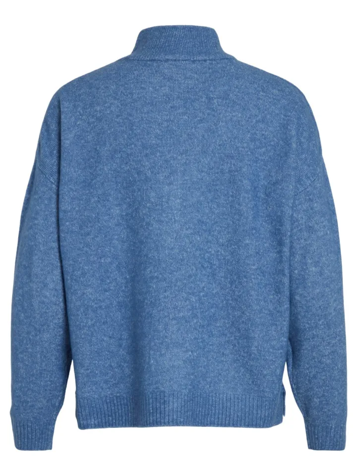 thilda_zip_knit_jumper_fe_3.webp Vila Jumpers & Cardigans<Thilda Zip Knit Jumper (Federal Blue Melange)