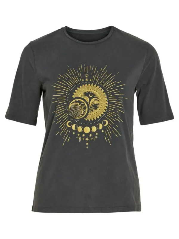 Vila T-Shirts<Toni T-Shirt (Black Beauty/Washed)