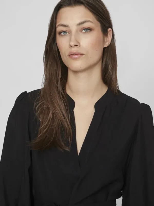 Vila Dresses<VANDY L/S SHORT DRESS (BLACK BEAUTY)