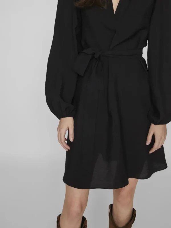 Vila Dresses<VANDY L/S SHORT DRESS (BLACK BEAUTY)
