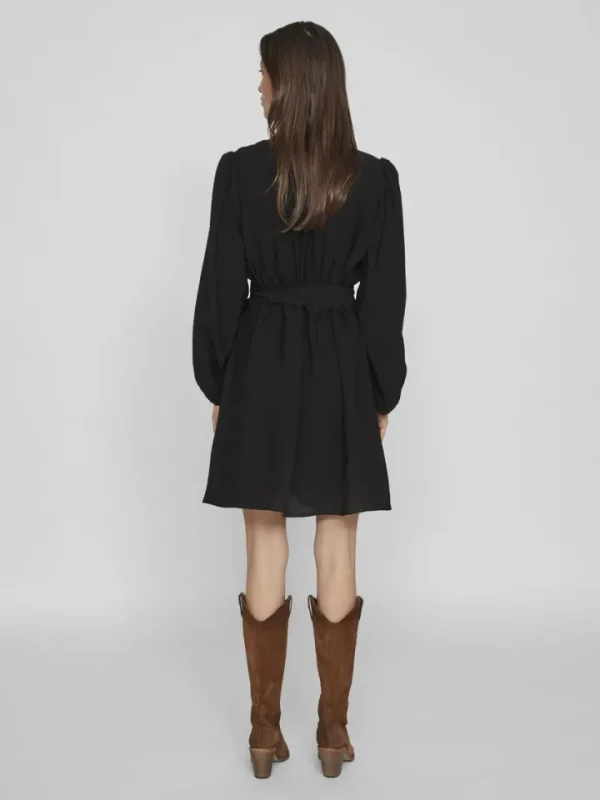 Vila Dresses<VANDY L/S SHORT DRESS (BLACK BEAUTY)