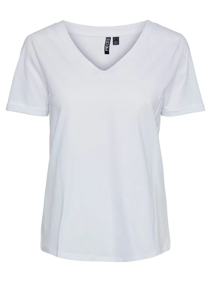 vaya_vneck_tshirt_bright__4.webp Pieces T-Shirts<Vaya V-Neck T-Shirt (Bright White)