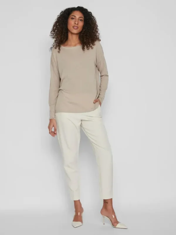 Vila Jumpers & Cardigans<VERA KNIT TOP (NATURAL MELANGE)
